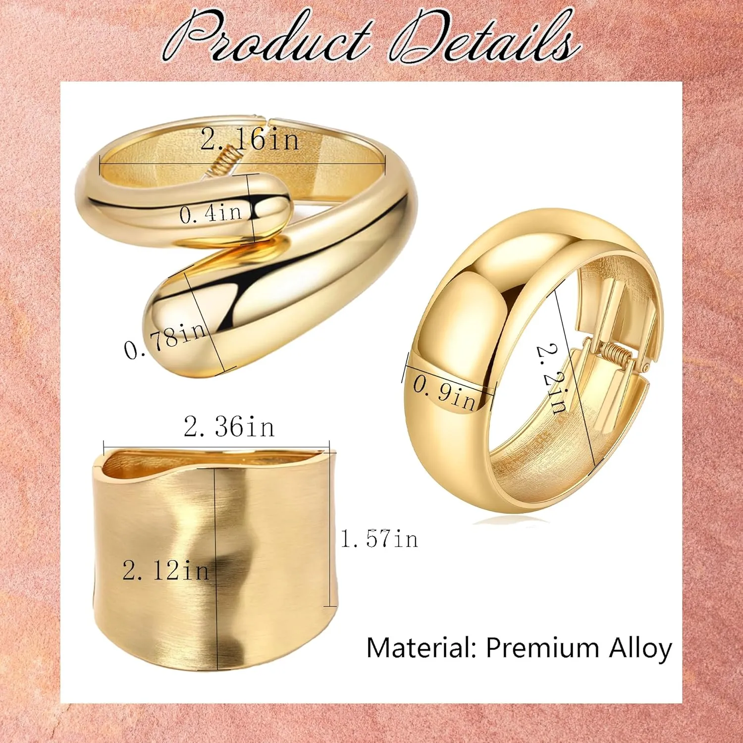 1-3PCS Gold Cuff Bracelets for Women Wide Gold Bangle Bracelet Trendy Chunky Cuff Bangle Bracelets Irregular Statement Wrist Cuff Wrap Bracelet Jewelry