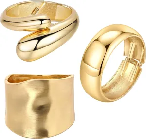 1-3PCS Gold Cuff Bracelets for Women Wide Gold Bangle Bracelet Trendy Chunky Cuff Bangle Bracelets Irregular Statement Wrist Cuff Wrap Bracelet Jewelry