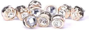 10 PCS Sweater Scarf Rhinestone Crystal Brooch Cardigan Corsage Safety Button for Clothes Hat Decoration (#9,12mm)