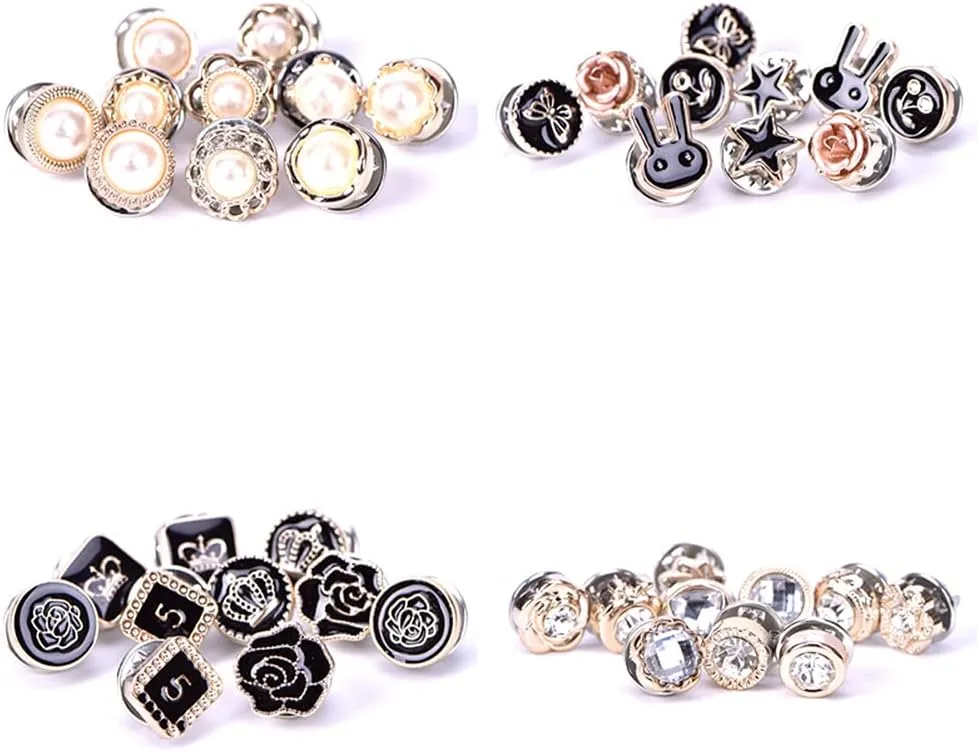 10 PCS Sweater Scarf Rhinestone Crystal Brooch Cardigan Corsage Safety Button for Clothes Hat Decoration (#9,12mm)