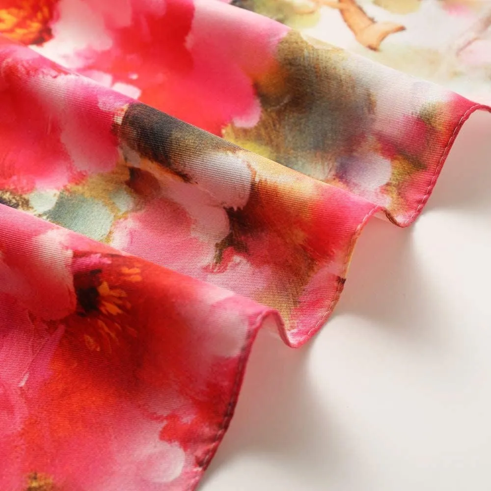 100% Mulberry Silk Scarf-Printed or Solid Color 35 Square Large Silk Hair Head Wrap Scarf With Gift Box Package