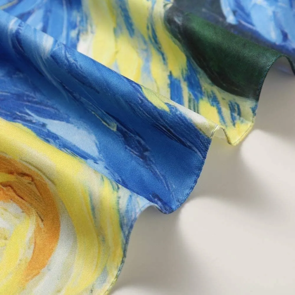 100% Mulberry Silk Scarf-Printed or Solid Color 35 Square Large Silk Hair Head Wrap Scarf With Gift Box Package