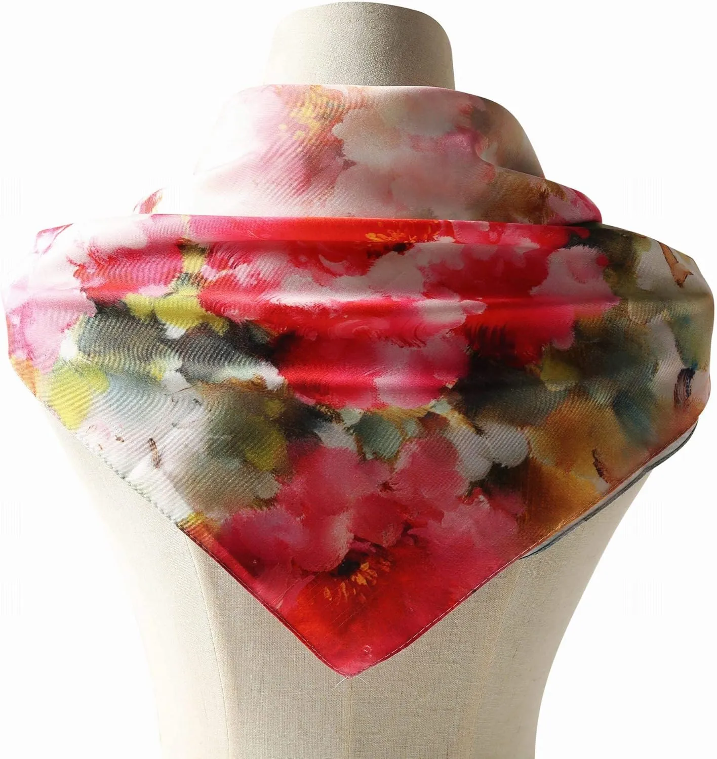 100% Mulberry Silk Scarf-Printed or Solid Color 35 Square Large Silk Hair Head Wrap Scarf With Gift Box Package