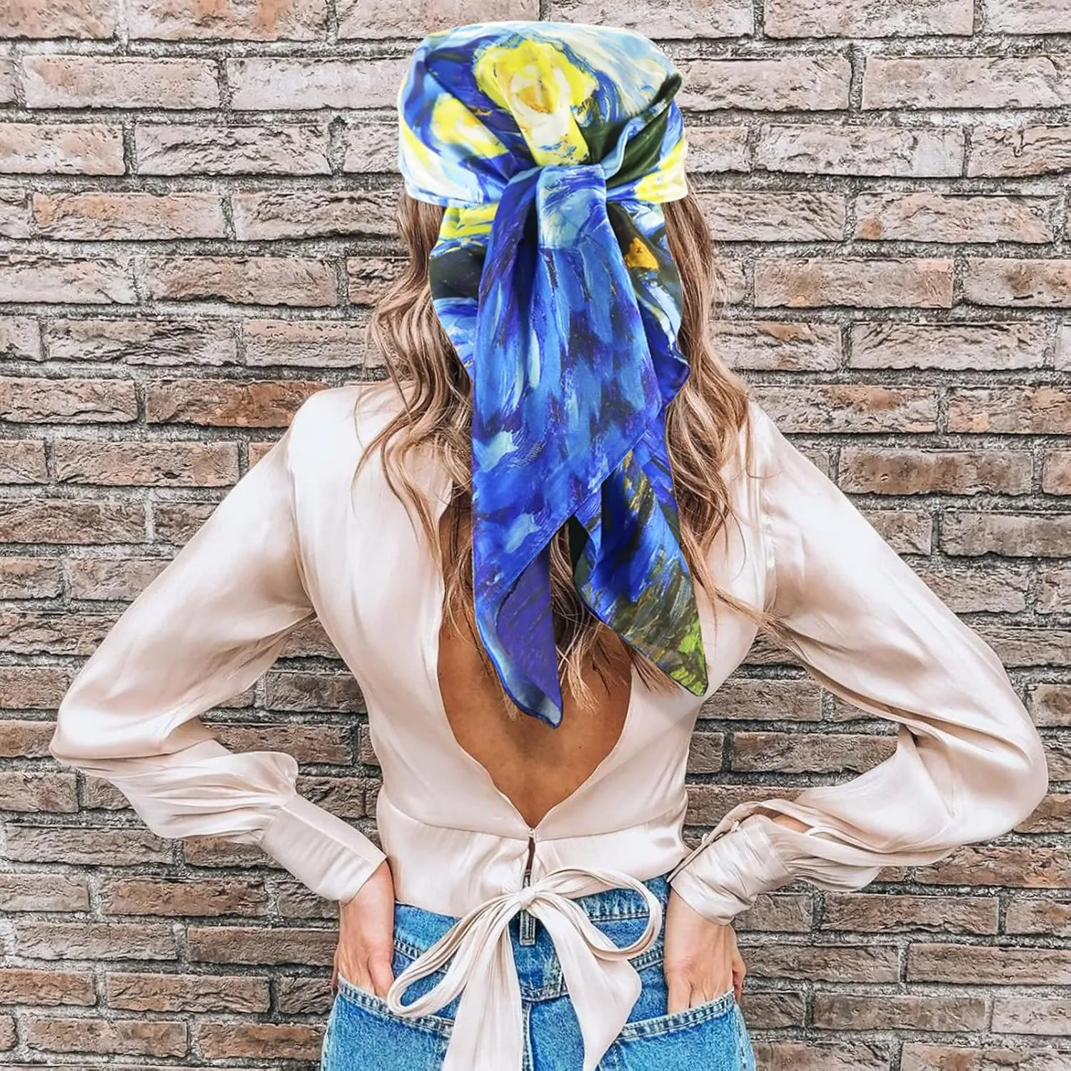 100% Mulberry Silk Scarf-Printed or Solid Color 35 Square Large Silk Hair Head Wrap Scarf With Gift Box Package