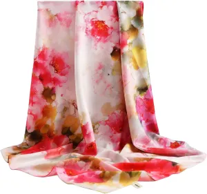 100% Mulberry Silk Scarf-Printed or Solid Color 35 Square Large Silk Hair Head Wrap Scarf With Gift Box Package