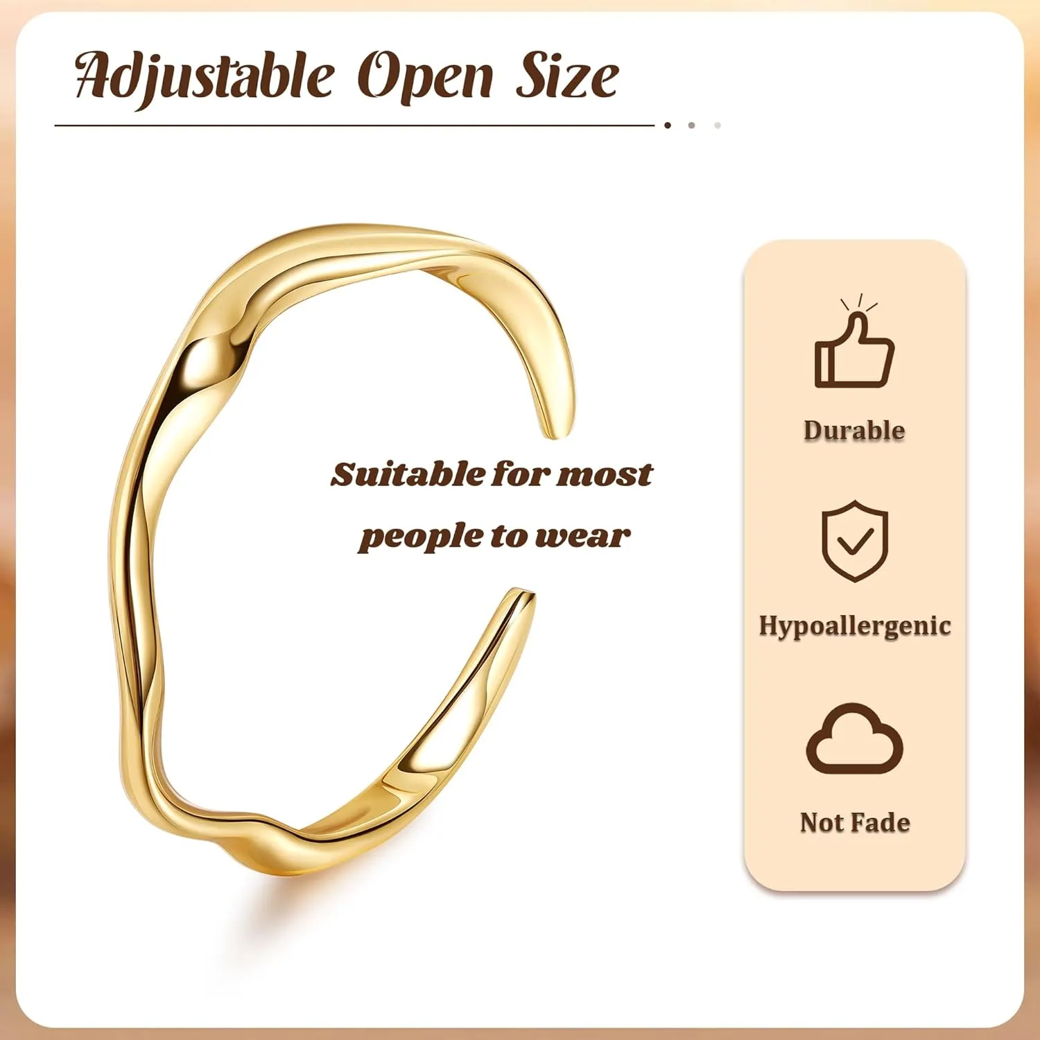 18K Gold Plated Cuff Bracelets for Women Open Adjustable Gold Cuff Bangle Bracelets Thick Hammered Wrist Cuff Bracelets Thin Minimalist Gold Cuff Bracelet