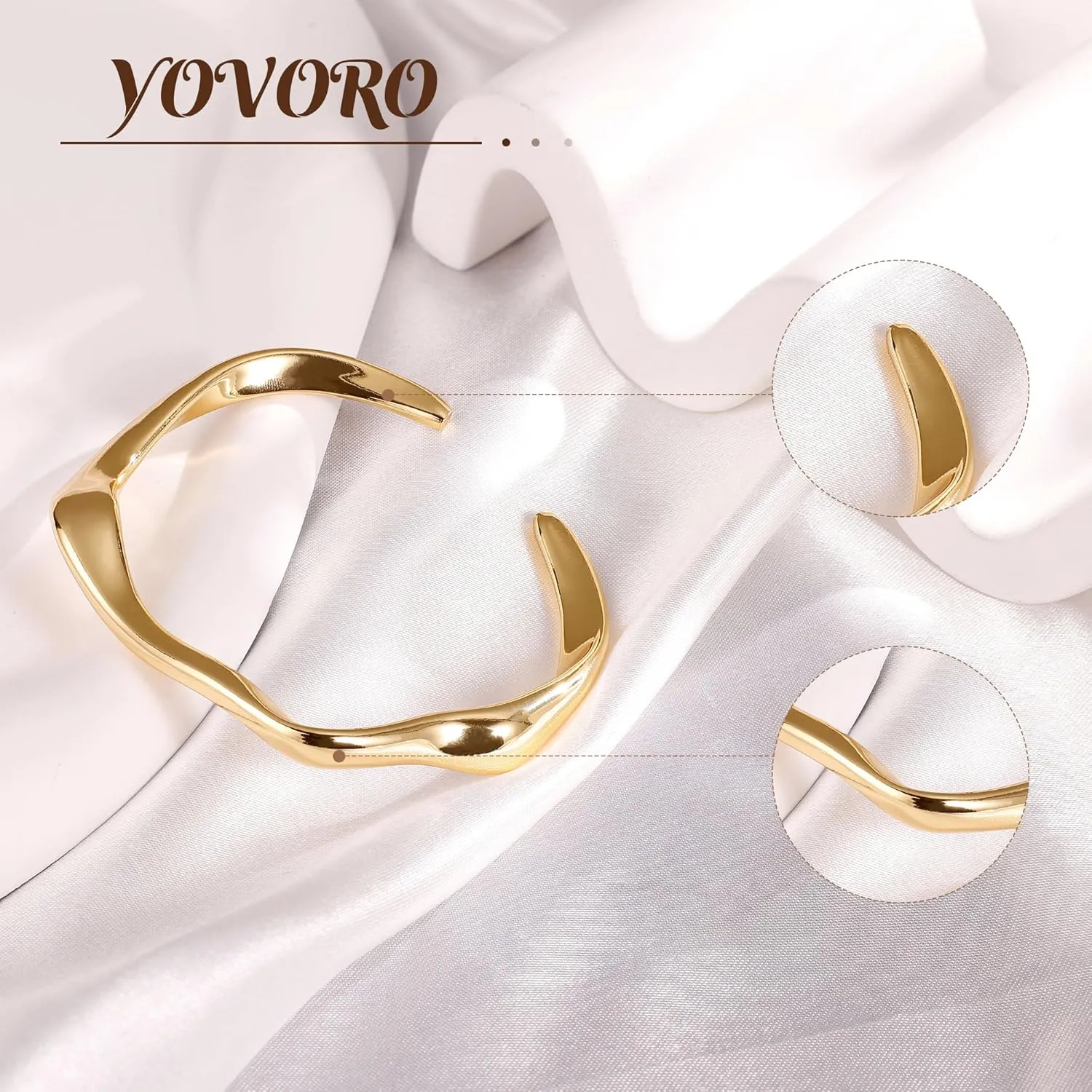 18K Gold Plated Cuff Bracelets for Women Open Adjustable Gold Cuff Bangle Bracelets Thick Hammered Wrist Cuff Bracelets Thin Minimalist Gold Cuff Bracelet