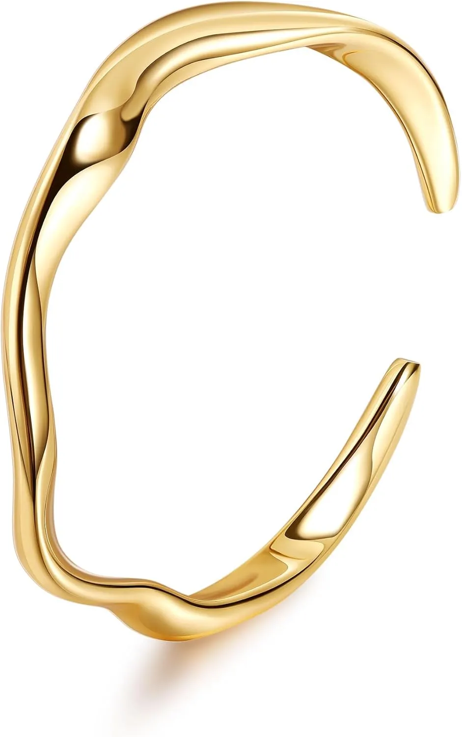 18K Gold Plated Cuff Bracelets for Women Open Adjustable Gold Cuff Bangle Bracelets Thick Hammered Wrist Cuff Bracelets Thin Minimalist Gold Cuff Bracelet