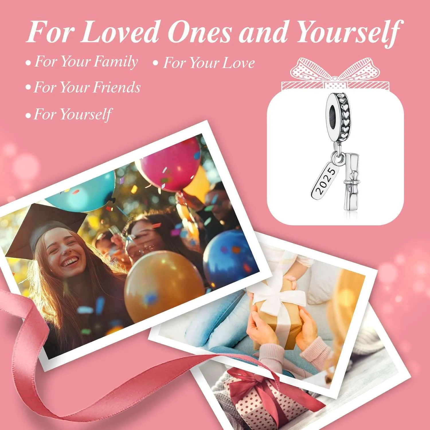 2025 Graduation Charms Bead for Bracelets and Necklaces S925 Sterling Silver Charm For Women Jewelry Present