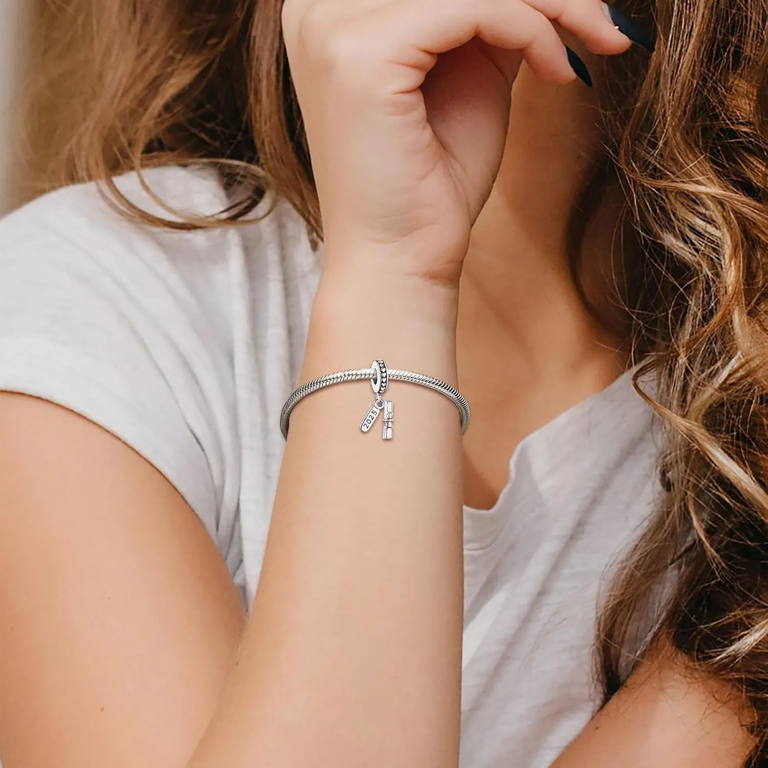 2025 Graduation Charms Bead for Bracelets and Necklaces S925 Sterling Silver Charm For Women Jewelry Present