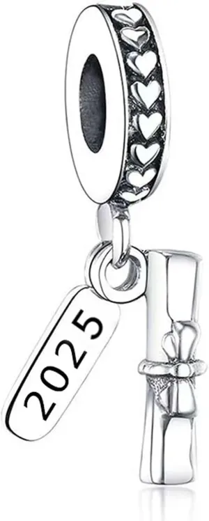 2025 Graduation Charms Bead for Bracelets and Necklaces S925 Sterling Silver Charm For Women Jewelry Present