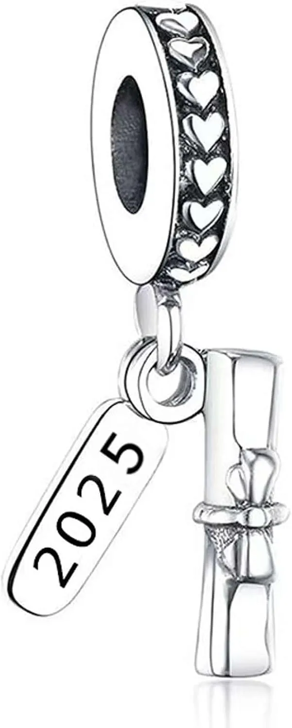 2025 Graduation Charms Bead for Bracelets and Necklaces S925 Sterling Silver Charm For Women Jewelry Present