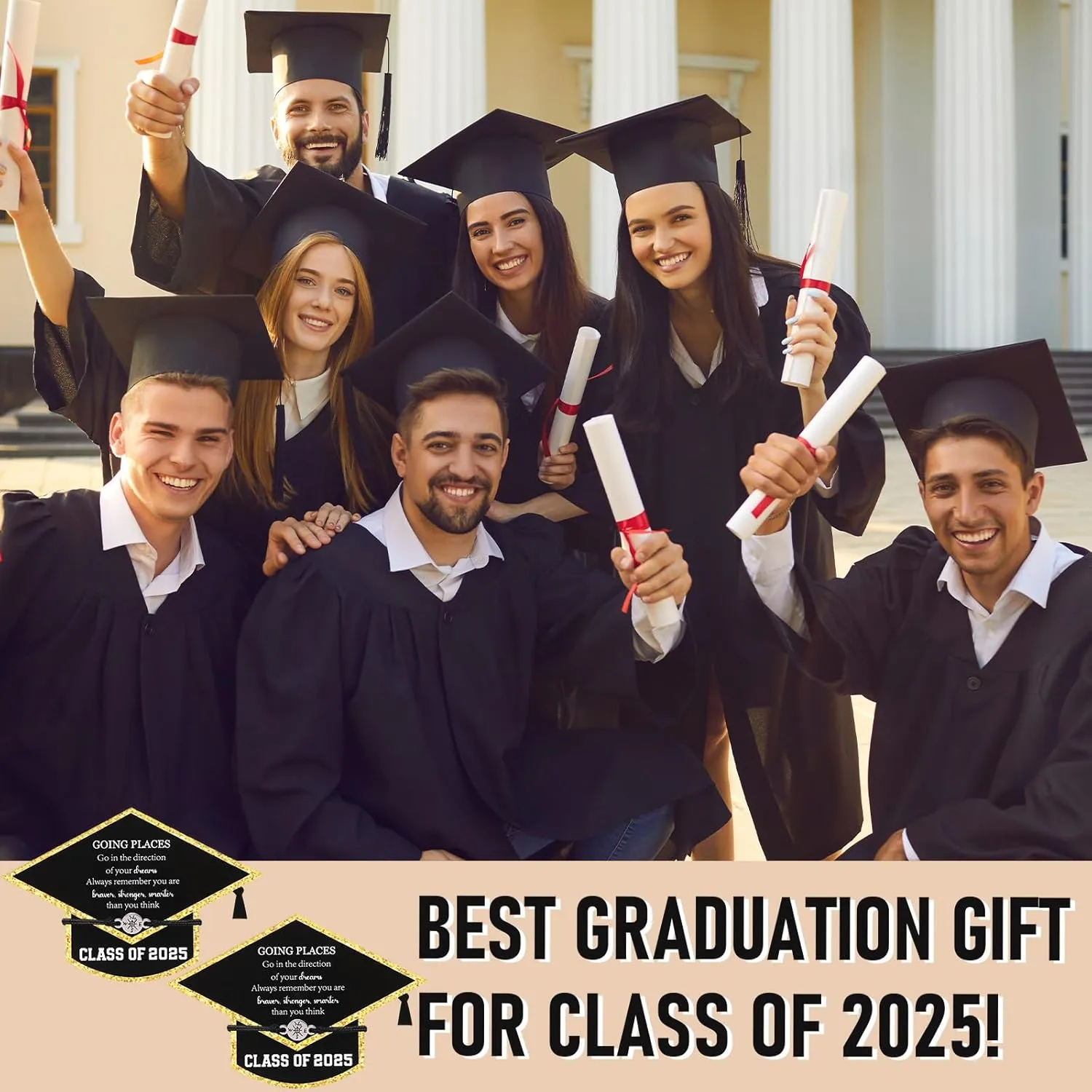 24 Sets Graduation Bracelets Class of 2025 Gift Cards Adjustable Compass Bracelets College High School Graduation Gifts for Classmates