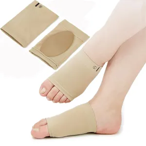 2Pcs Arch Support Sleeve, Compression Arch Support Brace, Cushioned Gel Foot Sleeves, Compression Arch Support Sleeves for Flat Feet, Plantar Fasciitis, Foot Pain Relief, Heel Spurs (Beige)