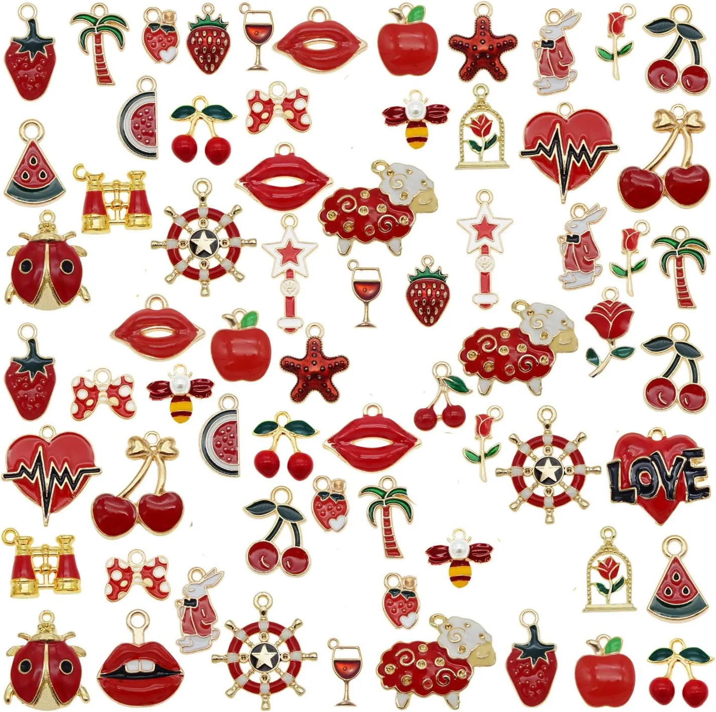 30pcs Mixed Enamel Charms Pendants for Jewelry Making Bulk lot Necklace Earrings Bracelet Craft Findings