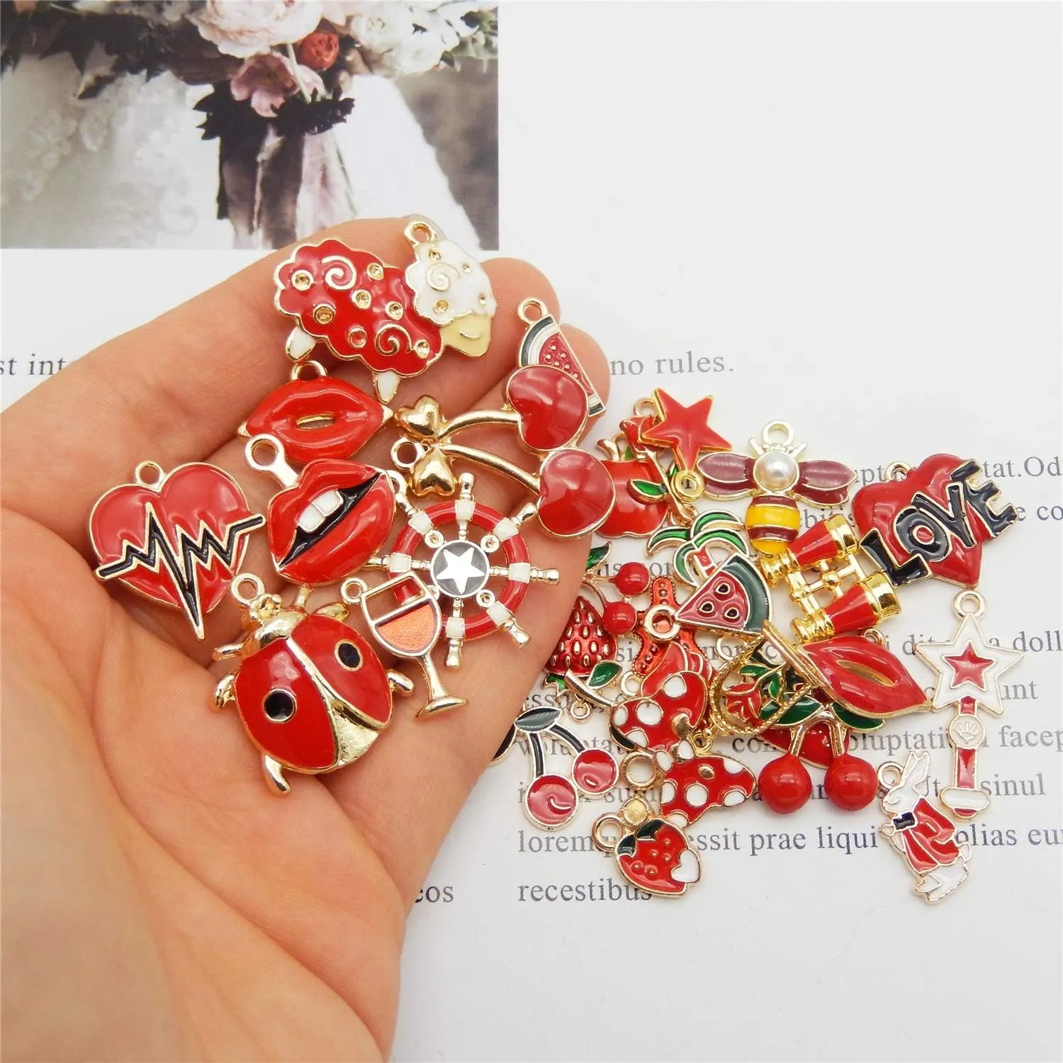 30pcs Mixed Enamel Charms Pendants for Jewelry Making Bulk lot Necklace Earrings Bracelet Craft Findings