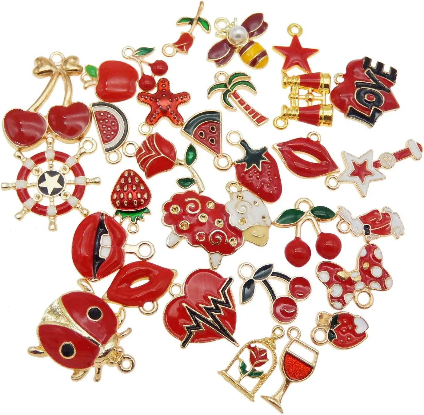 30pcs Mixed Enamel Charms Pendants for Jewelry Making Bulk lot Necklace Earrings Bracelet Craft Findings