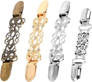 4pcs Vintage Dress Clips Waist Cincher Clip 4 Styles Sweater Clips Dress Clips Shirt Clips for Women Clothing,Back Cinch Dress Cincher Shawl Clips Cardigan Clips Brooch Clip