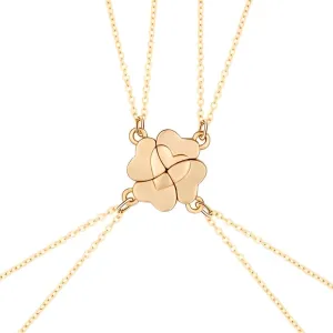 925 Sterling Silver Set Piece Four Leaf Clover Stitching Pendant Necklace For Best Friend, Best Friend Necklaces For 4, BFF Friendship Necklace For 4 Ladies
