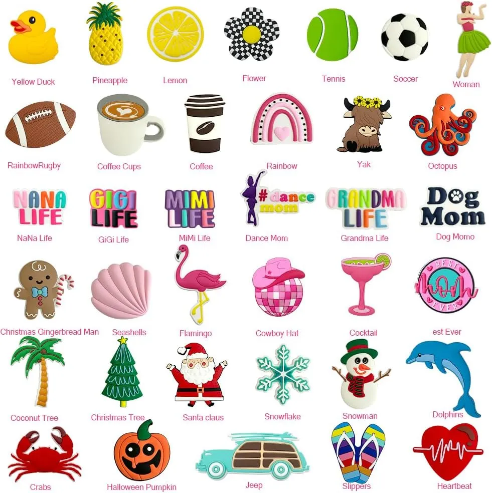 A&H Zier Bogg Bag Accessory Silicone Charms Fade-Resistant 0.5cm Thick Compatible With Most Bogg Bag