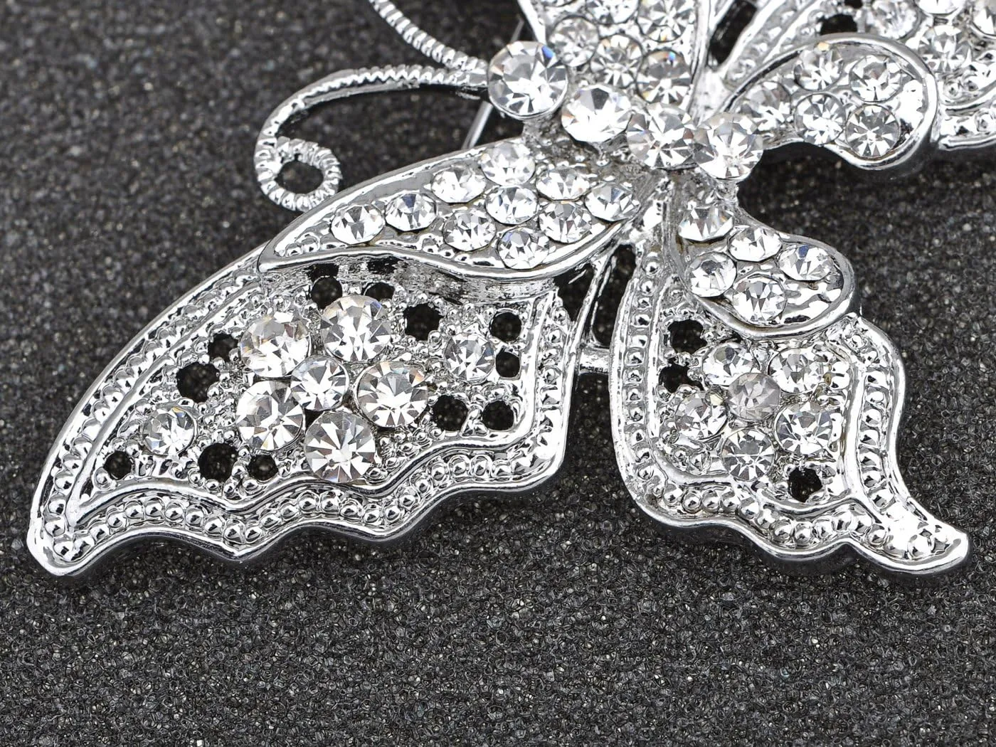 Alilang Clear Crystal Rhinestone Filigree Butterfly Brooch Pin - Pink or White Tone