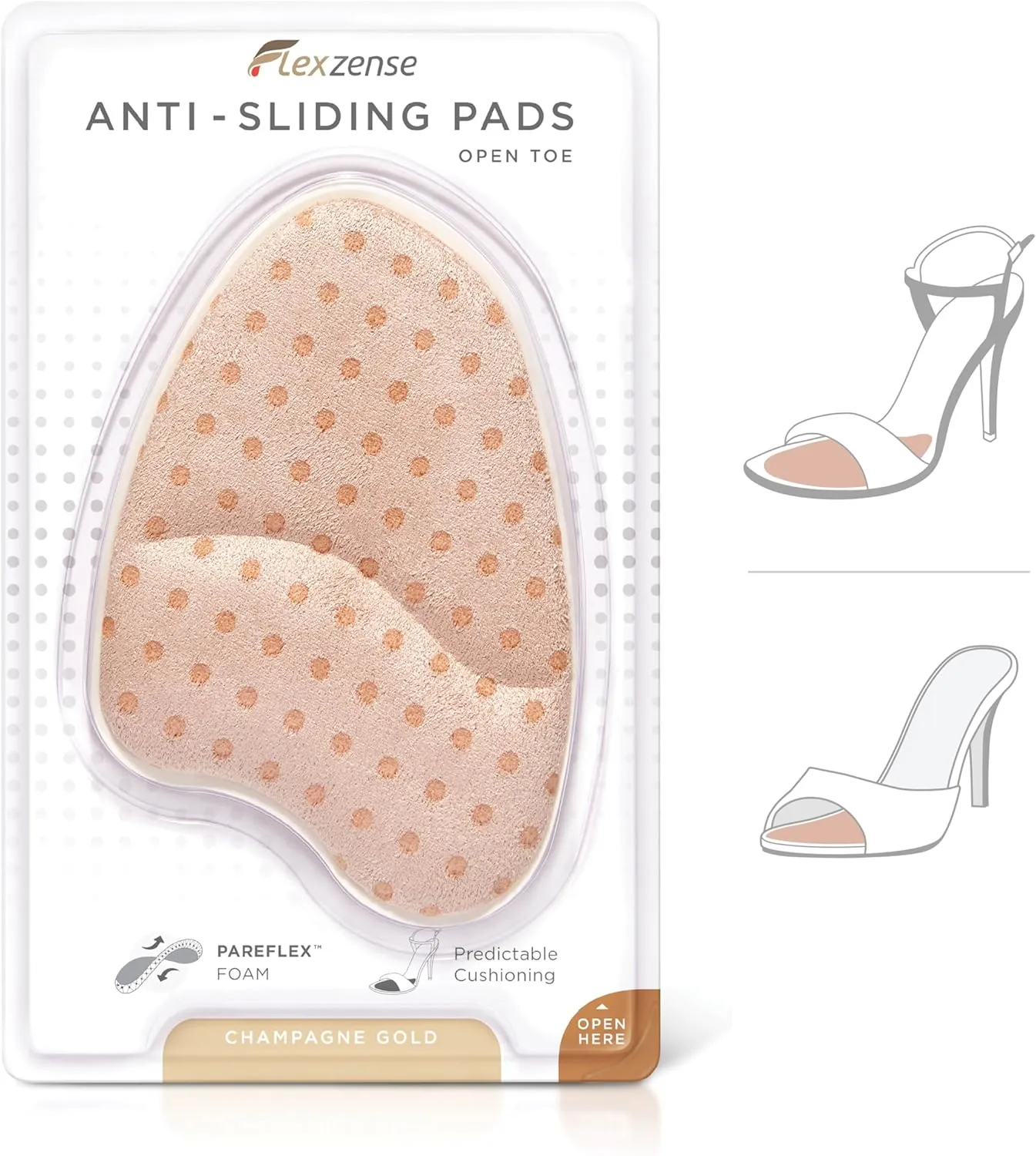 Anti-Sliding Pads Open Toe | Maximum Cushioning and Reduce Foot Slip | 1 Pair