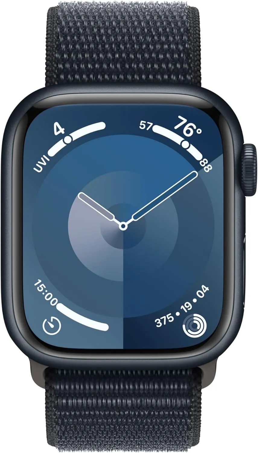 Apple Watch Series 9 [GPS 41mm] Smartwatch with Midnight Aluminum Case with Midnight Sport Loop One Size. Fitness Tracker, ECG Apps, Always-On Retina Display, Carbon Neutral