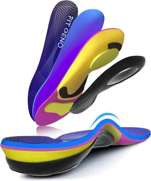Arch Support Plantar Fasciitis Insoles: Fit Geno Orthotics Inserts for High Arch Pain Relief  Heavy Duty Shoe Inserts for Women & Men 220lbs   for Work Boots & Sneakers (Women's 10-11 / Men's 8-9)