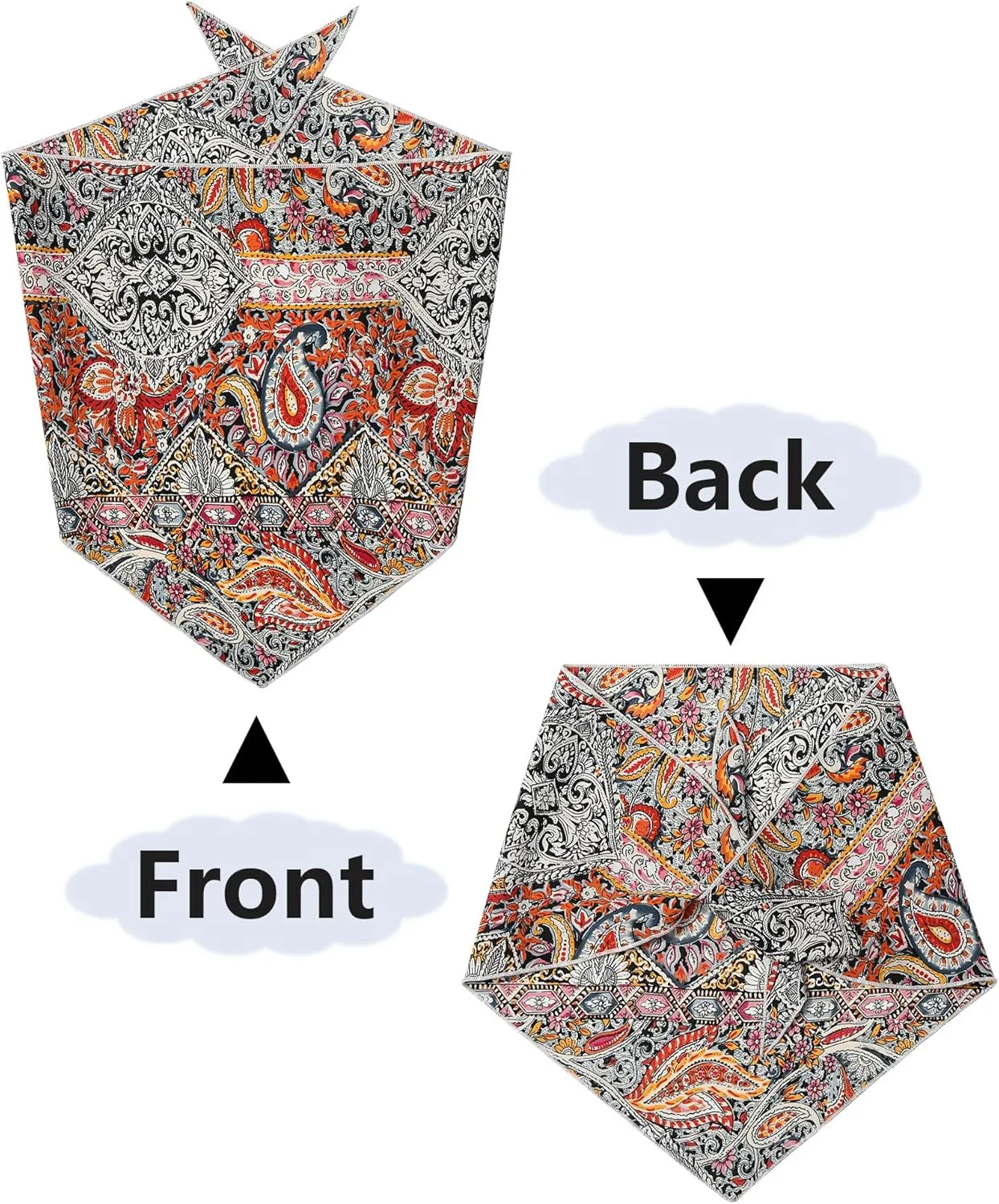 AWAYTR 3Pcs Hair Bandanas Head Kerchief for Women Girls Tie-Back Boho Hair Scarf Headband Bandana Triangle Head Scarf