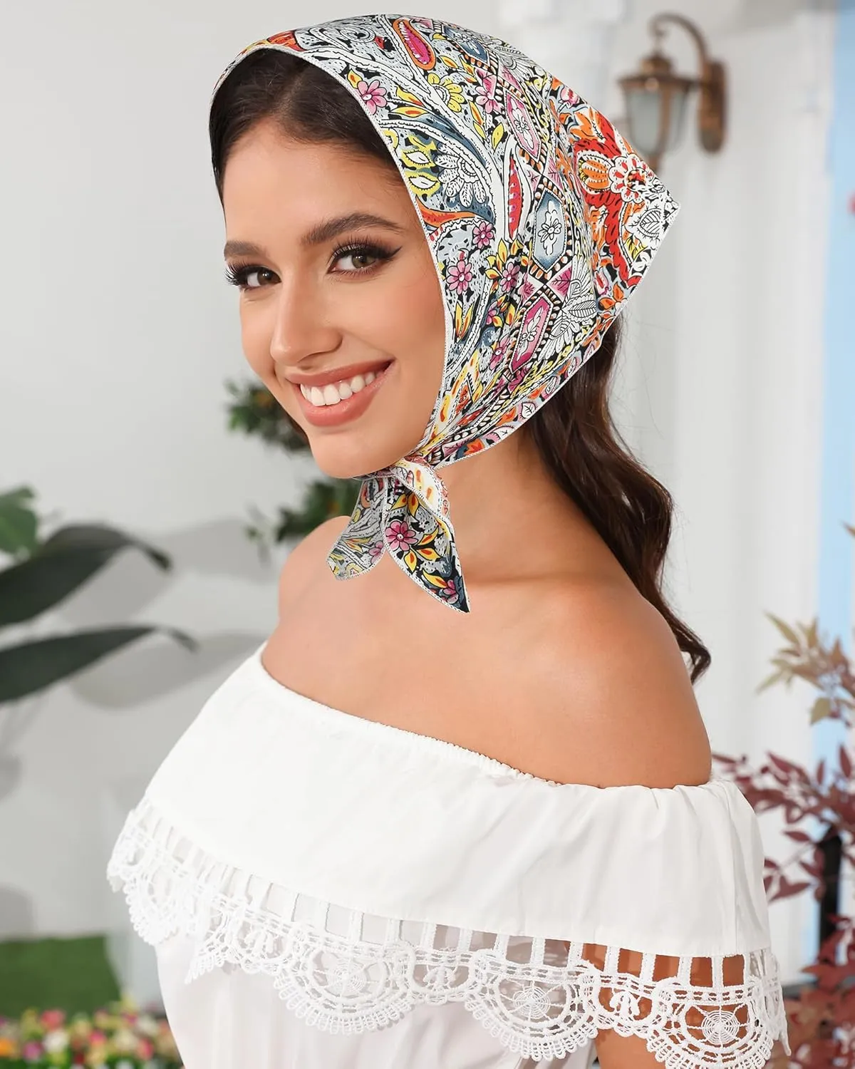 AWAYTR 3Pcs Hair Bandanas Head Kerchief for Women Girls Tie-Back Boho Hair Scarf Headband Bandana Triangle Head Scarf