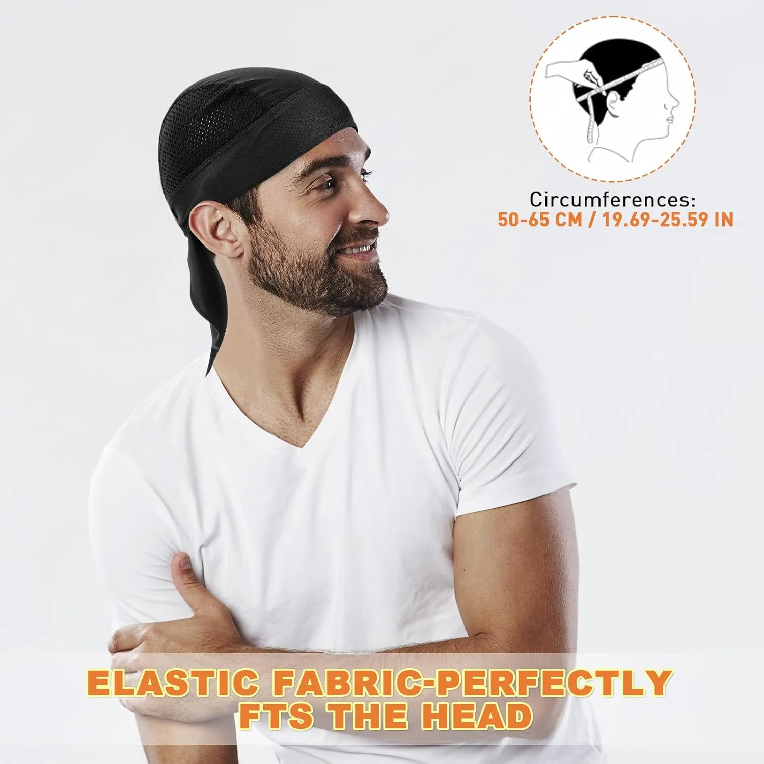 Bandanas Skull Caps for Men, Women Skull Cap Helmet Liner Cycling Hat Durags Motorcycle Bandana Sweat Wicking Do Rag