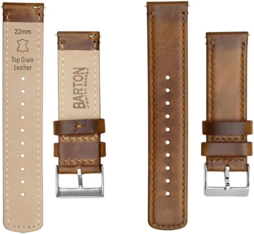 Barton Quick Release - Top Grain Leather Watch Band Strap - Choice of Width - 16mm, 18mm, 19mm, 20mm, 21mm 22mm, 23mm or 24mm
