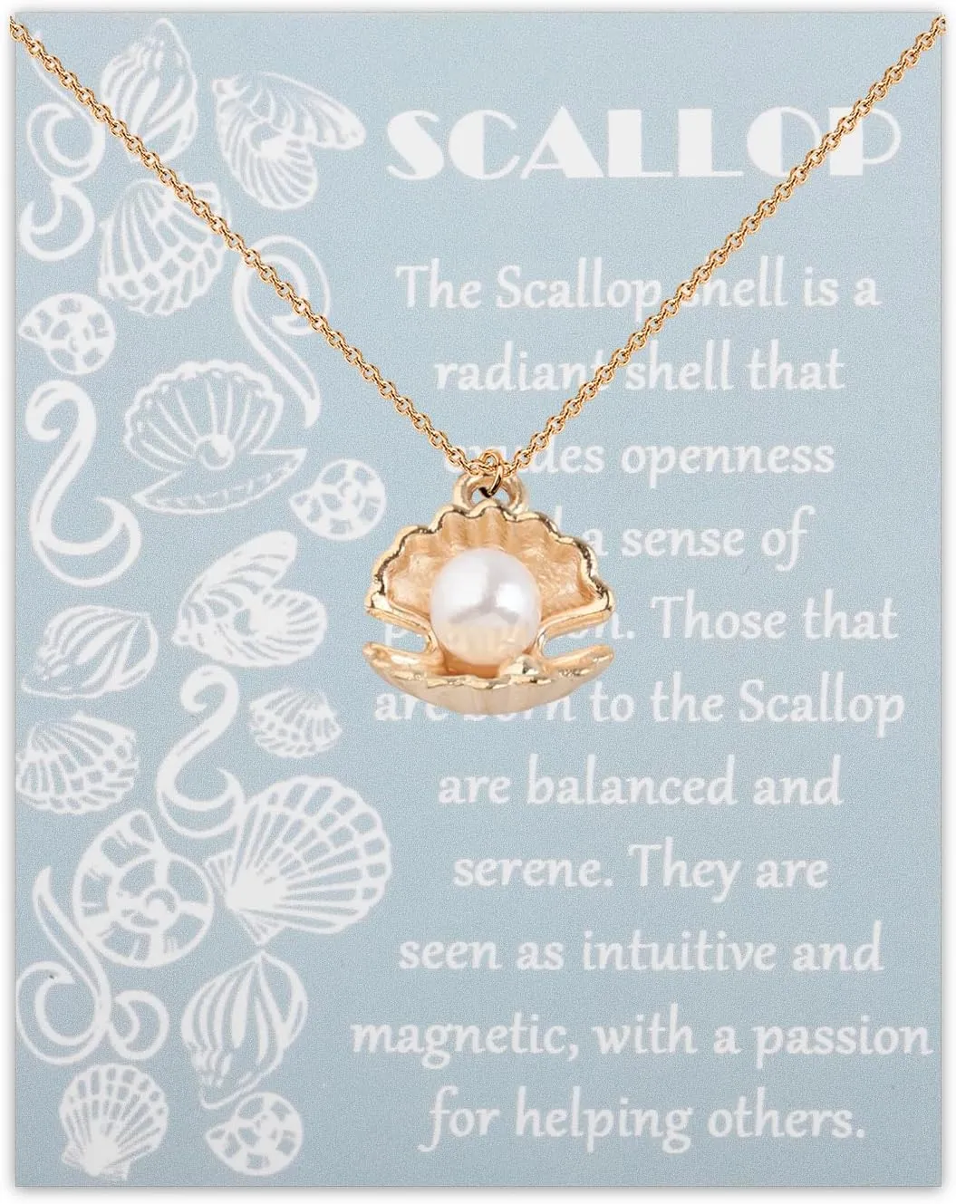 BAUNA Scallop Shell Necklace Ocean Shell Necklace Tiny Pearl Jewelry for Her