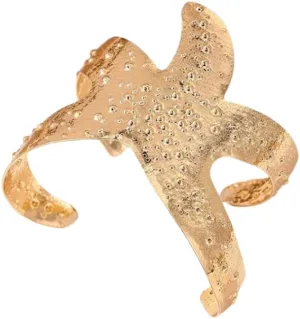 Blue Drop Arm Cuff for Women Starfish Shell Bracelet Gold Plated Cuff Bangle Adjustable Arm Cuff Jewelry Holiday Summer Beach Accessories