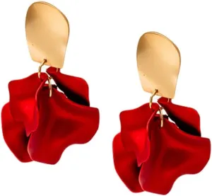 Bohemian Acrylic Rose Flower Petal Floral Tassel Drop Dangle Earrings Large Resin Hanging for Women Party Boho Holiday Summer Wedding Jewelry