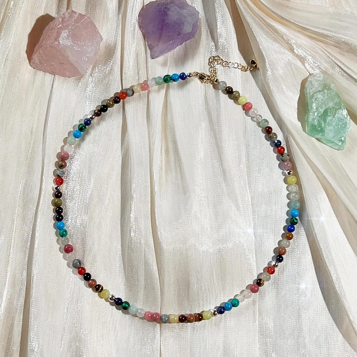 Boho Beaded Necklace for Women, Y2K Natural Pearl Beaded Necklaces Choker Summer Benchy Necklace Natural Bead Necklaces for Teen Girls Handmade Boho Jewelry Birthday Gift