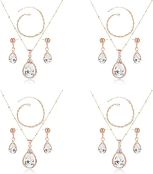 Bridesmaid Jewelry Gift Set for Women I Can't Say I Do Without You Teardrop Pendant Necklace Earrings with Copper Bead Bracelet Set for Wedding Proposal