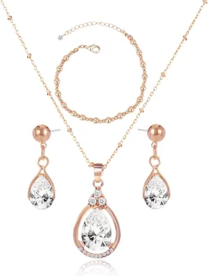 Bridesmaid Jewelry Gift Set for Women I Can't Say I Do Without You Teardrop Pendant Necklace Earrings with Copper Bead Bracelet Set for Wedding Proposal