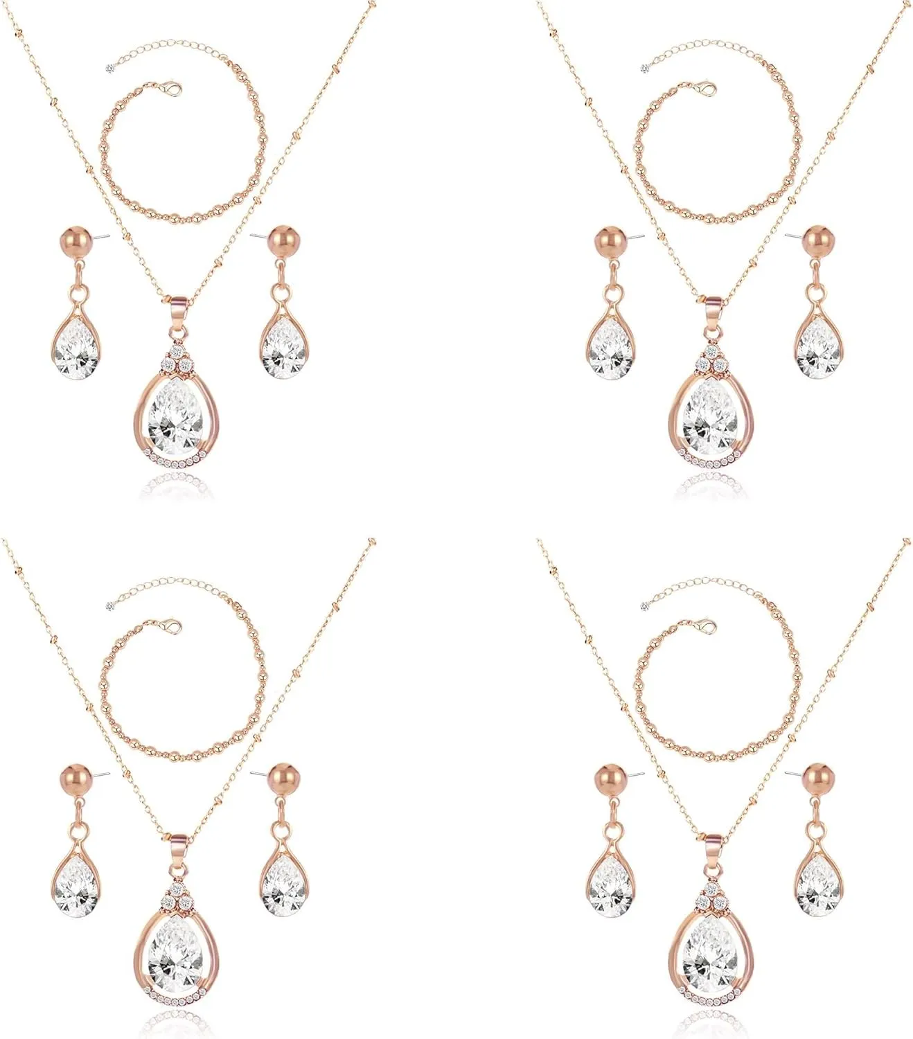 Bridesmaid Jewelry Gift Set for Women I Can't Say I Do Without You Teardrop Pendant Necklace Earrings with Copper Bead Bracelet Set for Wedding Proposal