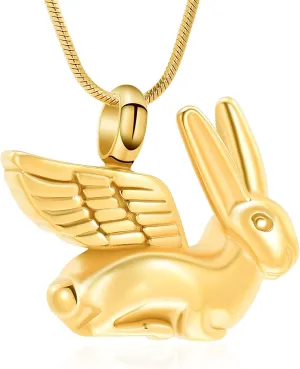 Bunny Rabbit Urn Pendant Necklace - Stainless Steel Cremation Ashes Jewelry for Pets Keepsake Memorial Ashes Locket