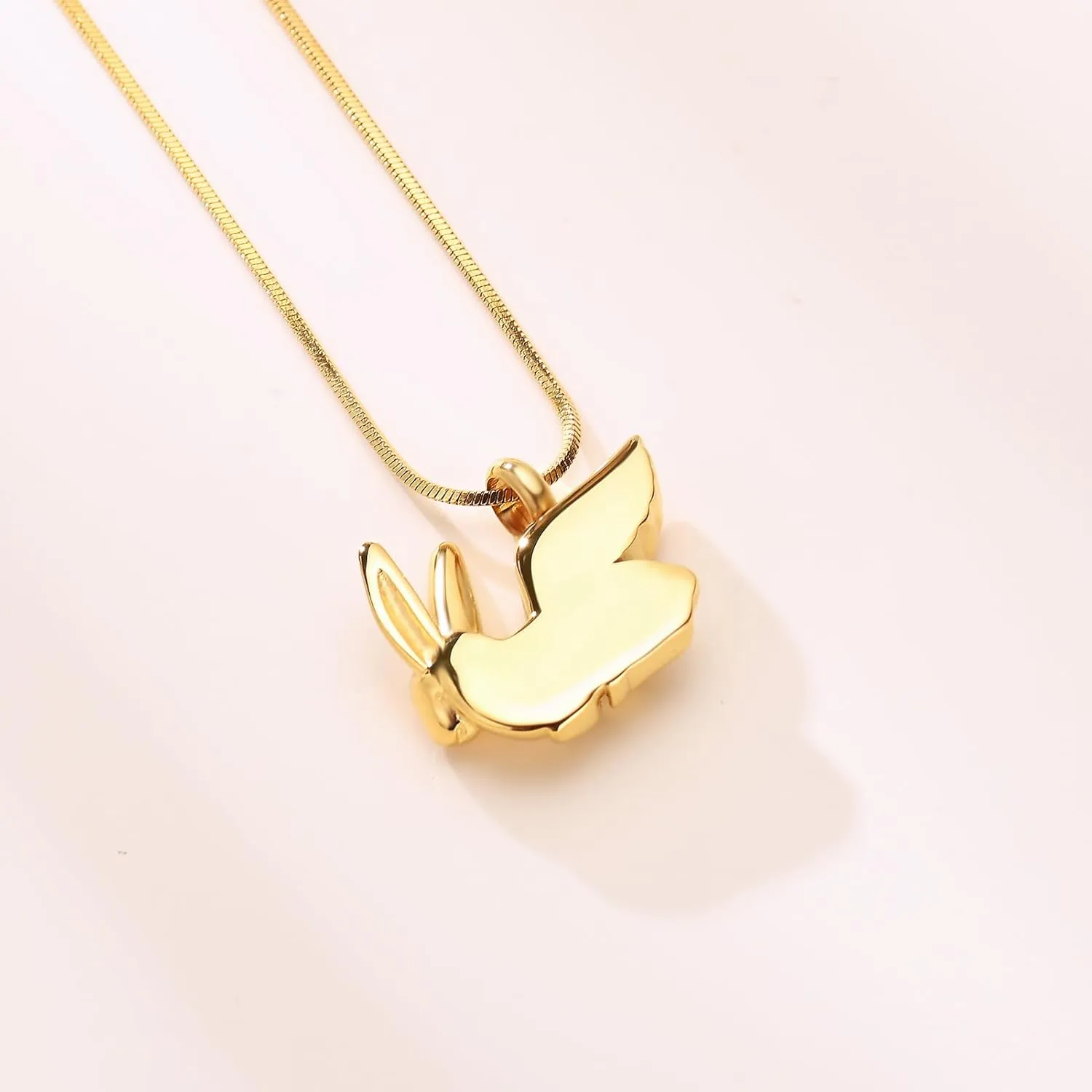 Bunny Rabbit Urn Pendant Necklace - Stainless Steel Cremation Ashes Jewelry for Pets Keepsake Memorial Ashes Locket