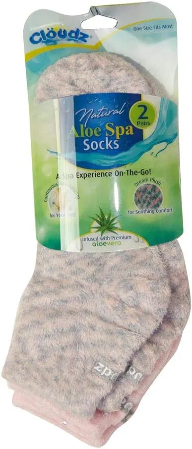 *Cloudz - (2 Pairs!) Dreamy Pink Soft Plush Natural Aloe Vera Spa Socks - (Assorted Solid & Patterned)
