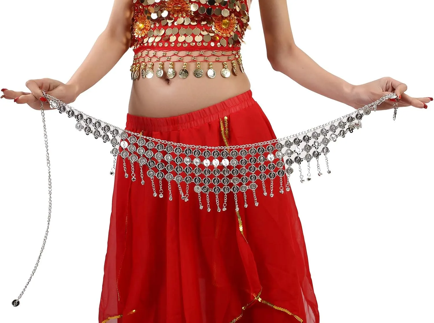 Coins Belly Dance Hip Scarf Belt Halloween Costume Accessory