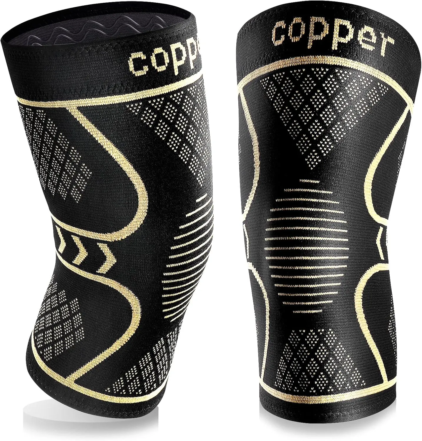 Copper Knee Braces for Women and Men 2 Pack, Knee Compression Sleeve for Knee Pain, Arthritis,ACL, Meniscus Tear, Joint Pain Relief, Knee Support for Running, Working Out, Fitness, Weightlifting-M