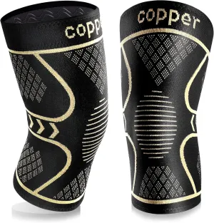 Copper Knee Braces for Women and Men 2 Pack, Knee Compression Sleeve for Knee Pain, Arthritis,ACL, Meniscus Tear, Joint Pain Relief, Knee Support for Running, Working Out, Fitness, Weightlifting-M