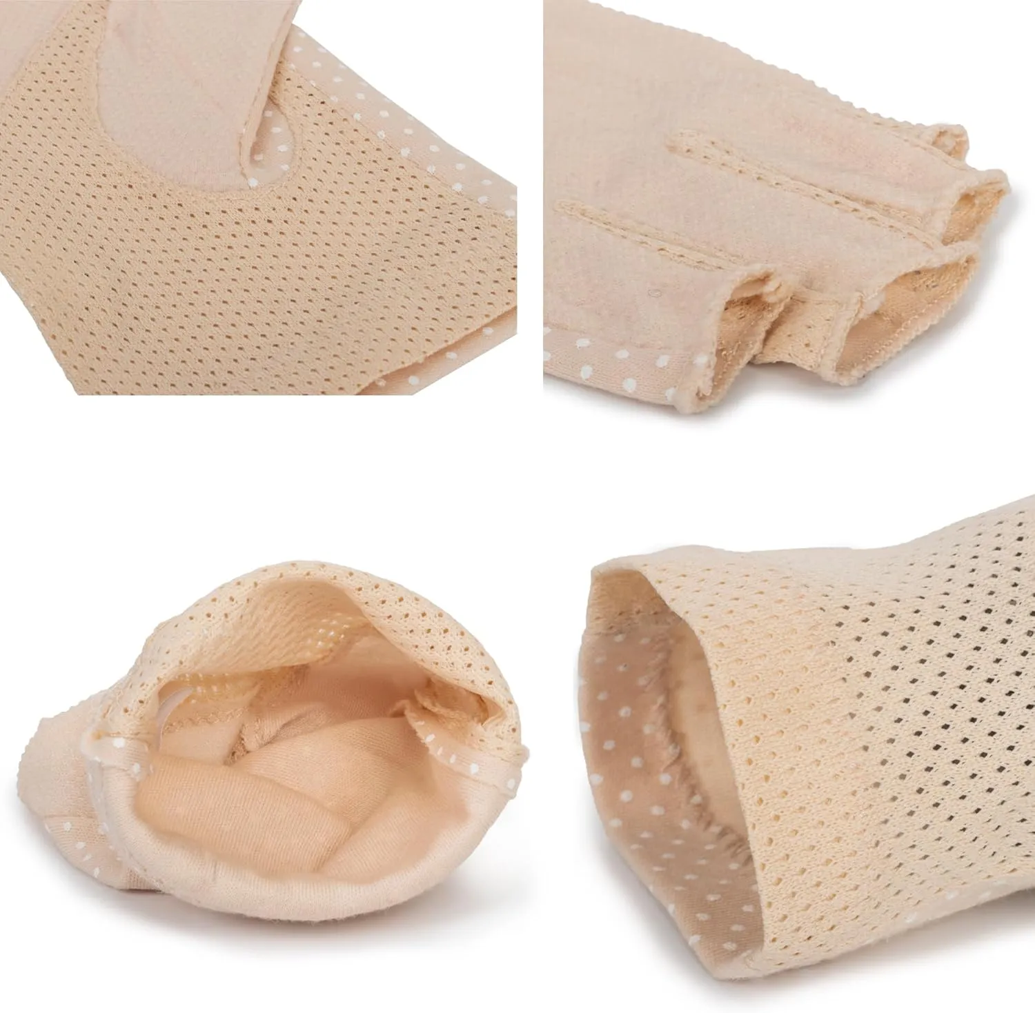 Cotton UV-Protection Fingerless Sun Gloves for Women Men, Mesh Nonslip Driving Cycling Nail Manicure Summer Gloves