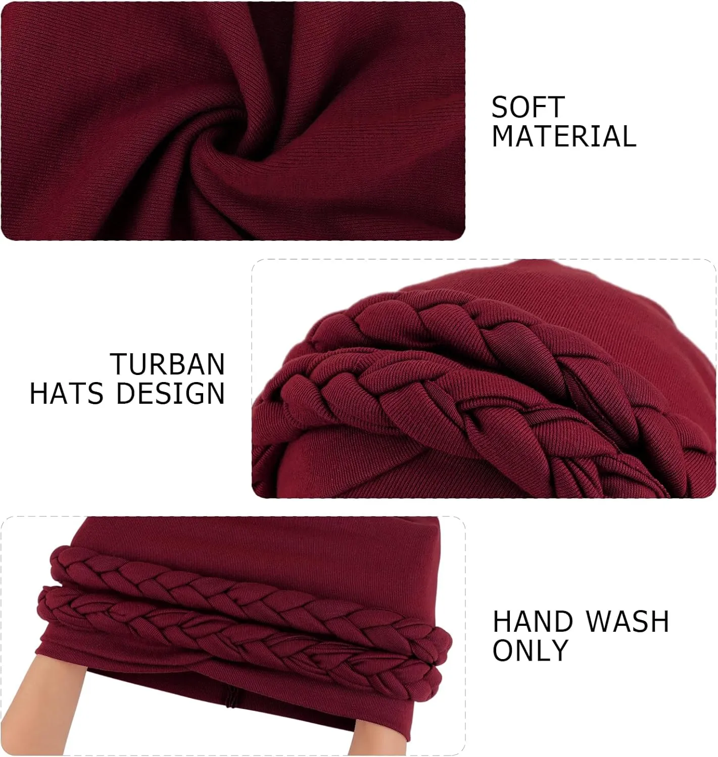 DRESHOW African Women Turban Caps Cotton Beanie Twist Headscarf Pre-Tied Double Twisted Braids Wrap Hat Chemo Cancer Cap