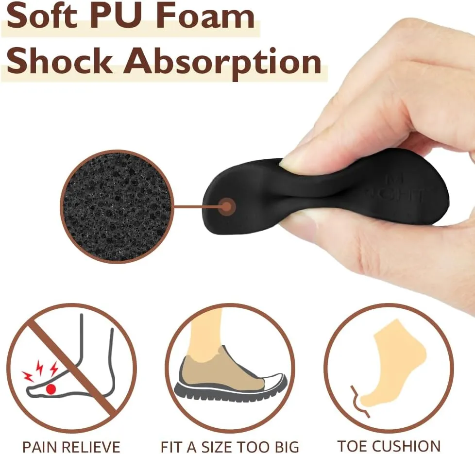 Dr.Foot Shoe Filler Inserts for Loose Shoe, Toe Filler Cushion Inserts for Shoe Too Big, Big Shoe Fillers Make Shoes Fit for Casual Sports High Heels Boots (Medium: Half to One Size Bigger, Black)