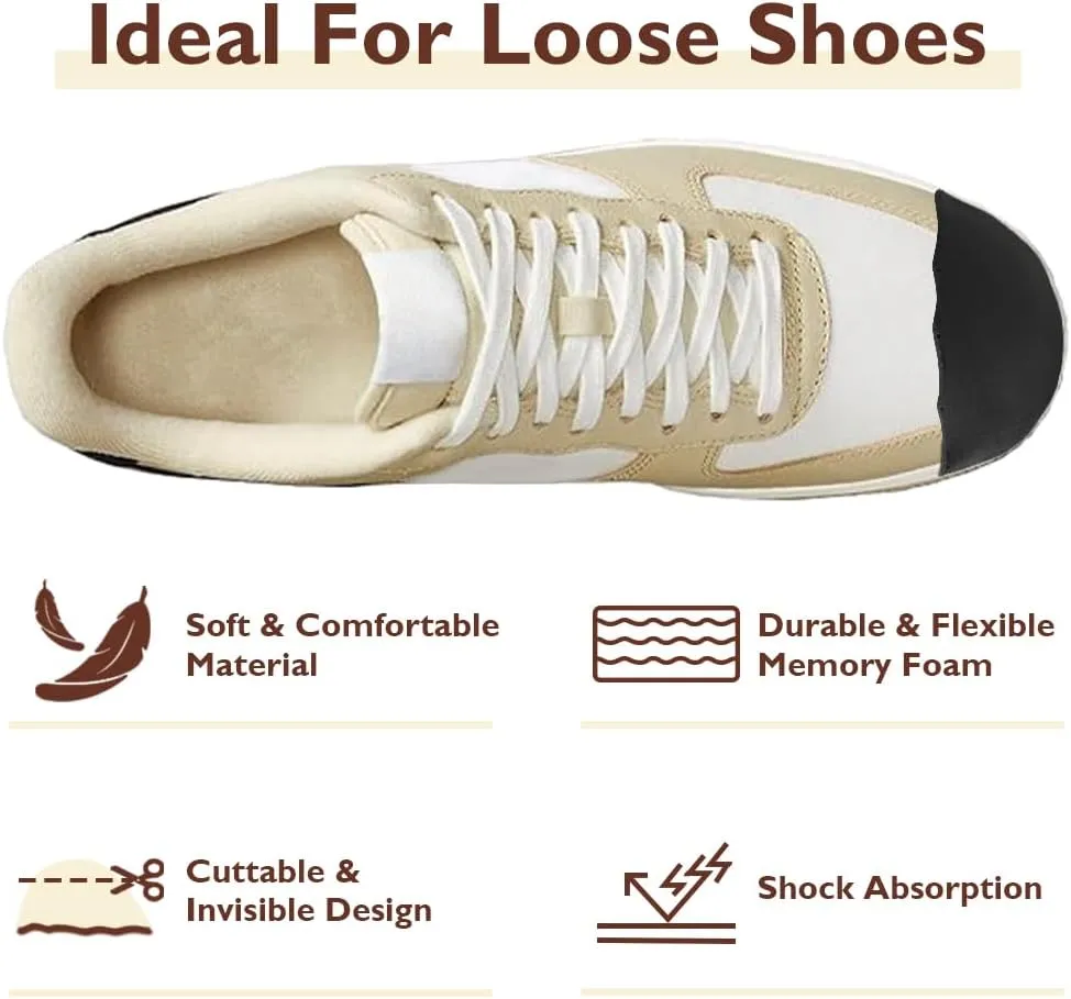 Dr.Foot Shoe Filler Inserts for Loose Shoe, Toe Filler Cushion Inserts for Shoe Too Big, Big Shoe Fillers Make Shoes Fit for Casual Sports High Heels Boots (Medium: Half to One Size Bigger, Black)