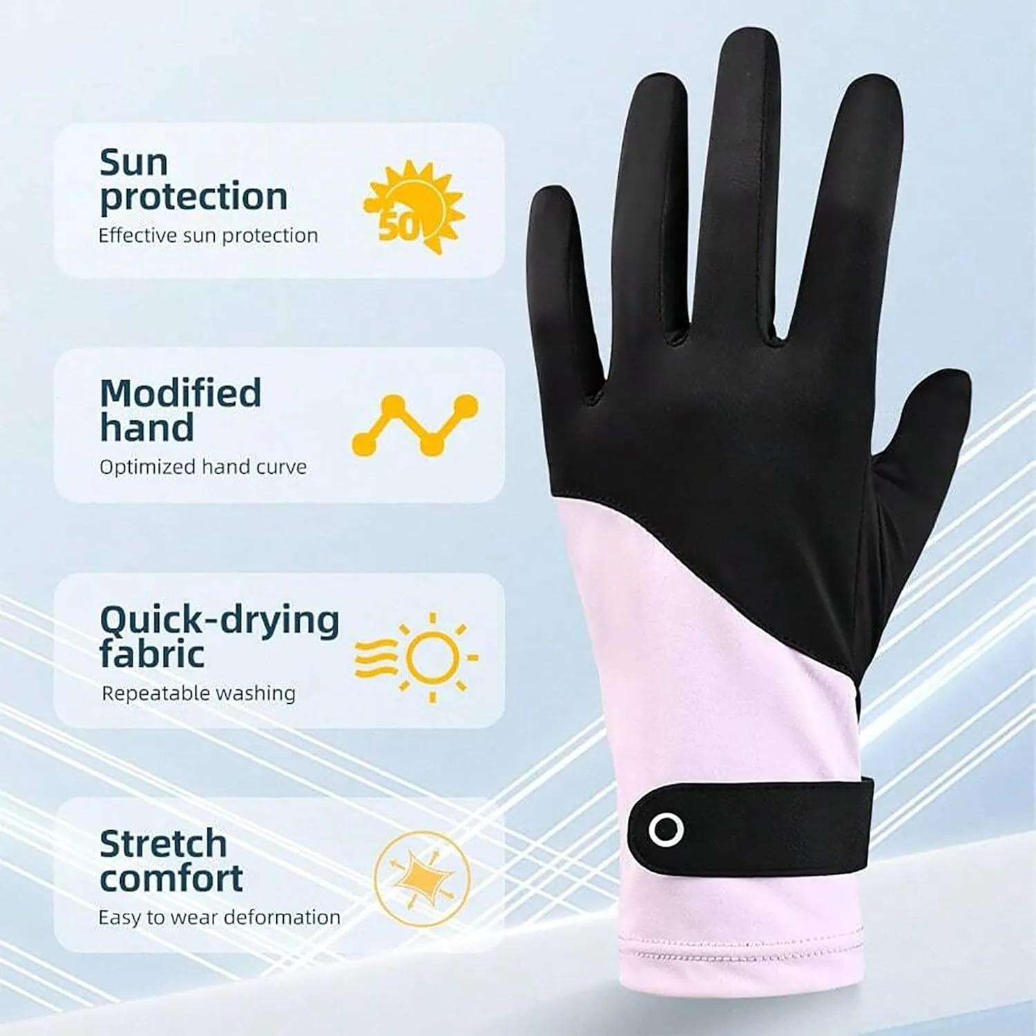 Driving Gloves Women UV Protection Summer UPF50  Ice Silk Running Gloves Non-Slip Full Finger Touchscreen Outdoor Cyling